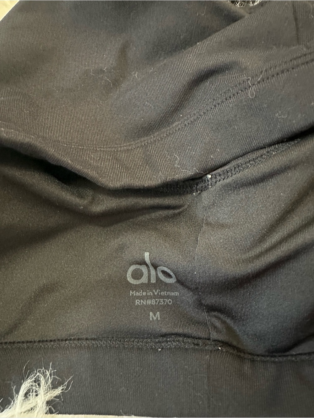 ALO Yoga Black Sports Bra with White Logo - Picture 2 of 3